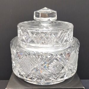 Vintage European Crystal Cut Glass Jar with Lid.